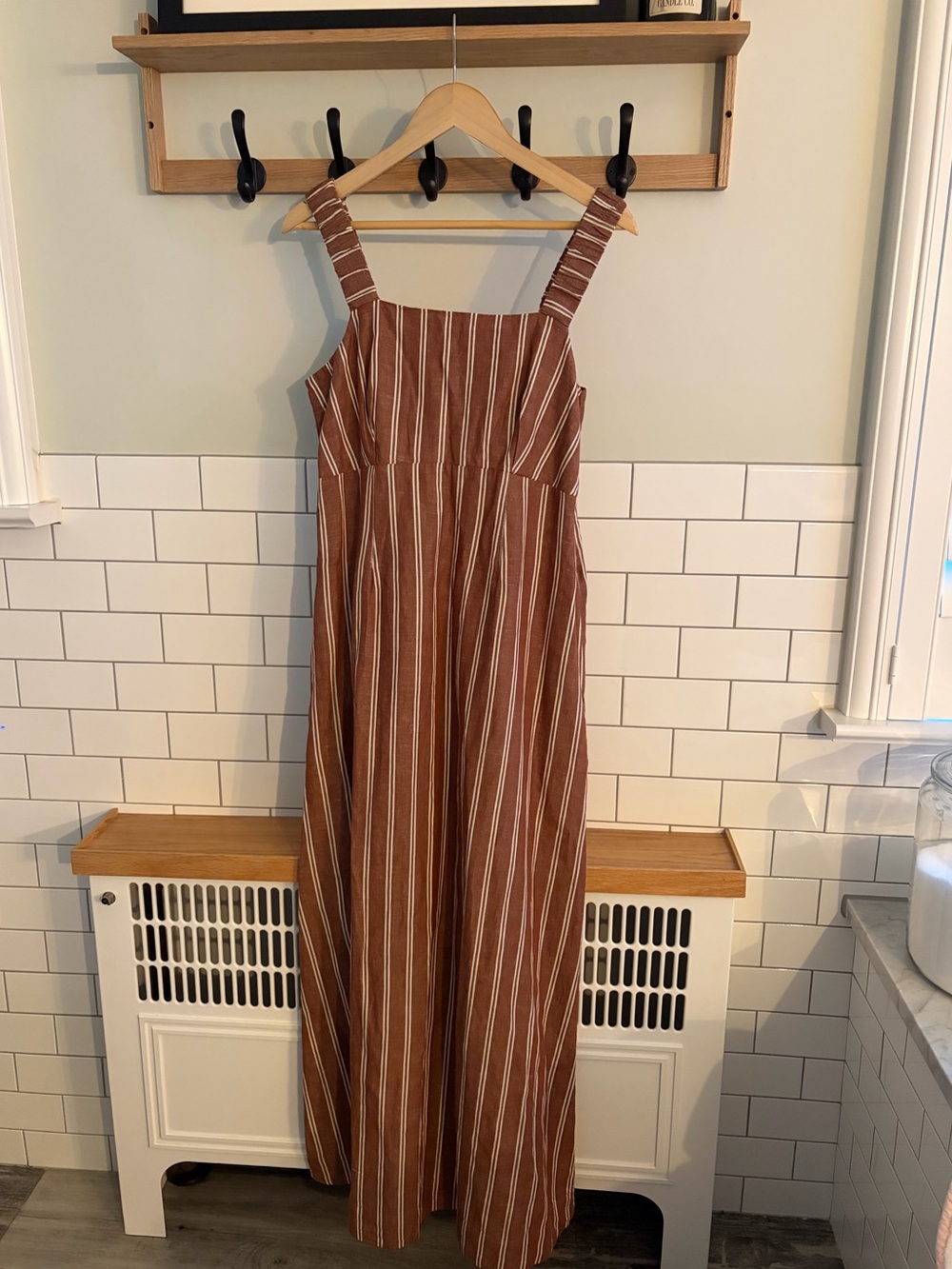 Pact rust stripe maxi dress